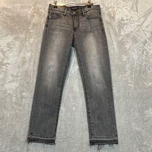 Banana‎ Republic Girlfriend Jeans Women's 27 Black Premium Denim Frayed Bottom